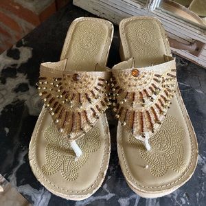 Vintage y2k Skechers somethin else chunky platform wedge beaded sandals size 6
